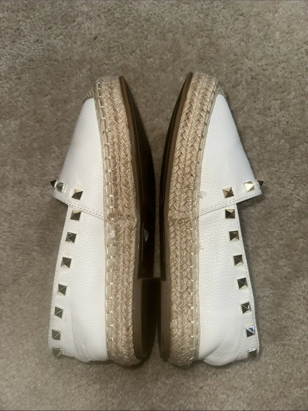 Steven by Steve Madden White Espadrille Flats with Gold Studs